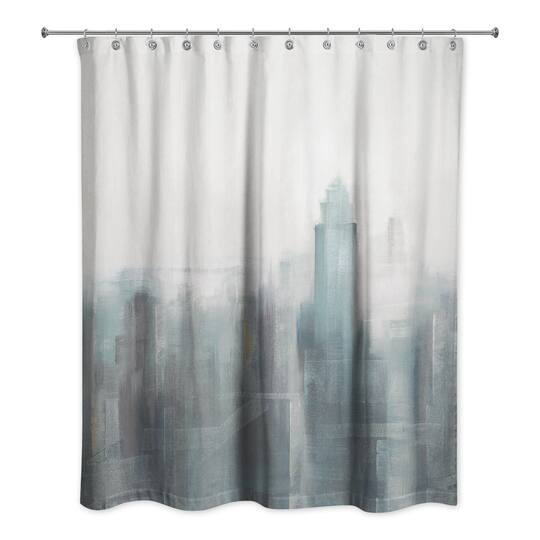 Blue Abstracted Skyline 71" x 74" Shower Curtain